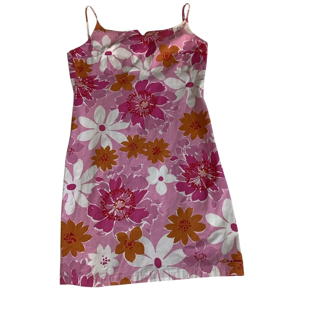 O'Neill Go Go Floral Mini Dress Pink Orange Tropical Cutout Back Womens Large - Picture 2 of 8